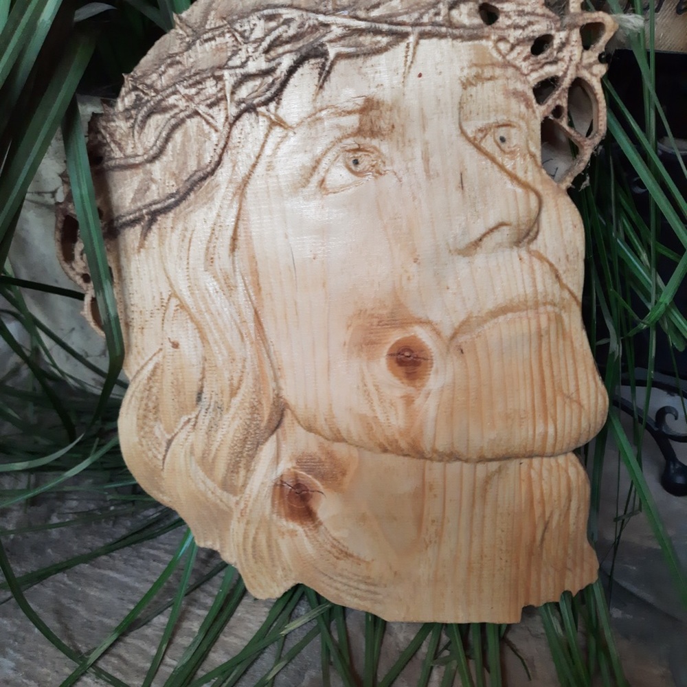 Carved Jesus head